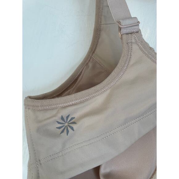 Athleta tan underwired t-bird sports bra removeable pads hook closure 34B - Picture 3 of 7